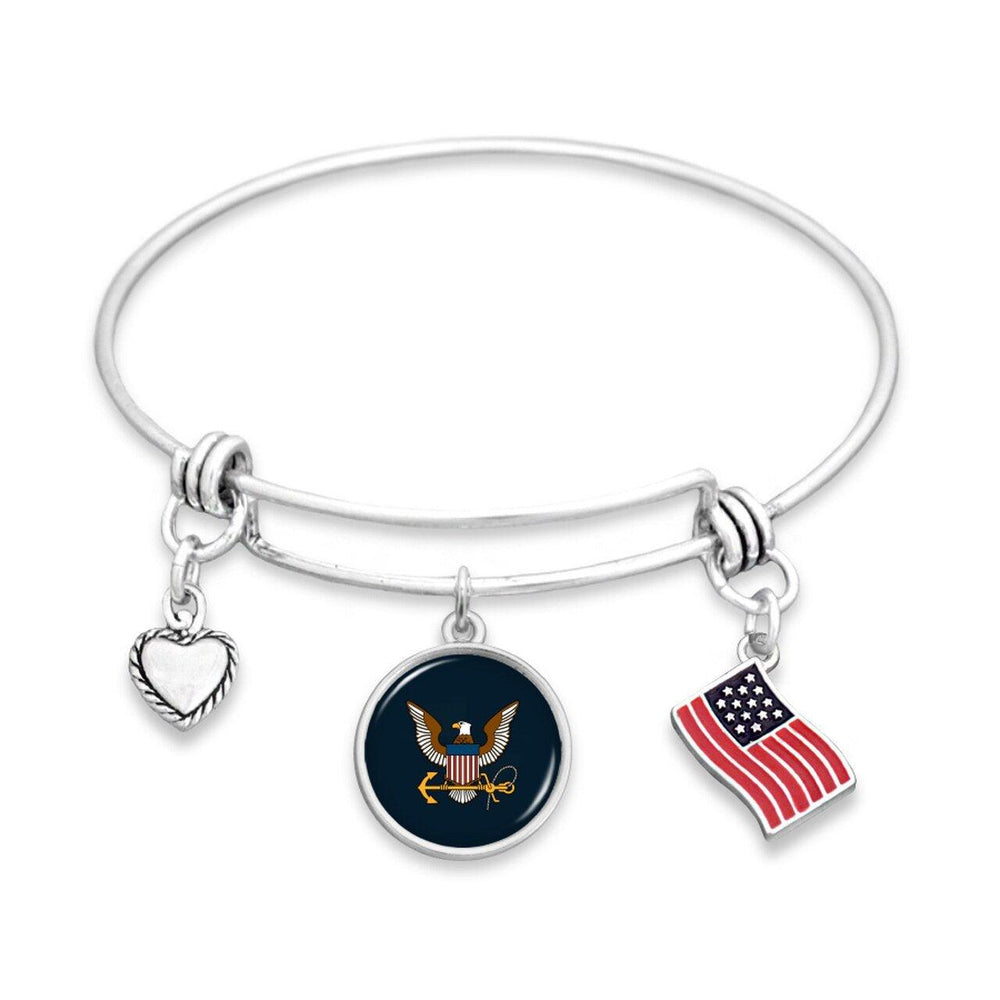 U.S. Navy 3 Charm Bracelet with American Flag - Military Republic
