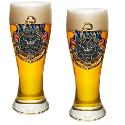 US Navy Badge Pilsner Glasses Set-Military Republic