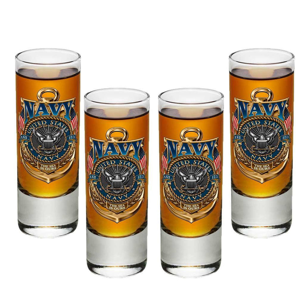 US Navy Badge Shot Glasses-Military Republic