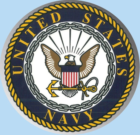 U.S. Navy Crest Large 12"  Round Chrome Decal - Military Republic