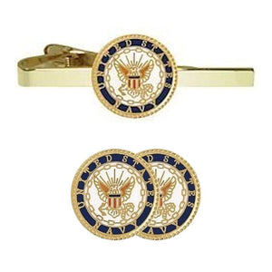 U.S. Navy Insignia Cuff Links + Tie Bar Gift Set - Military Republic