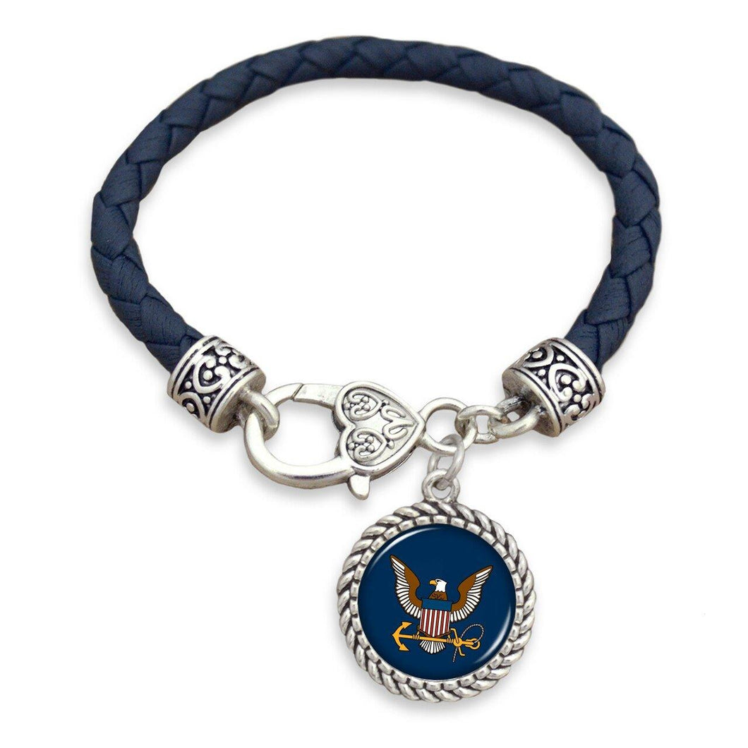 U.S. Navy Leather Bracelet - Military Republic