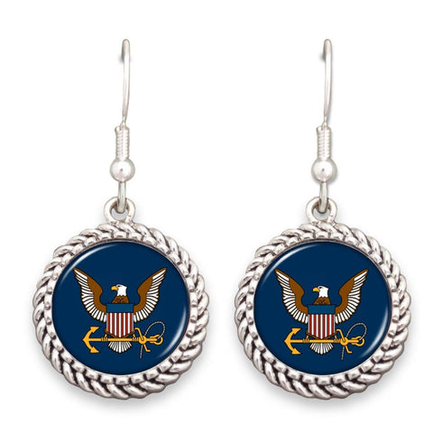 U.S. Navy Logo Rope Edge Earrings - Military Republic