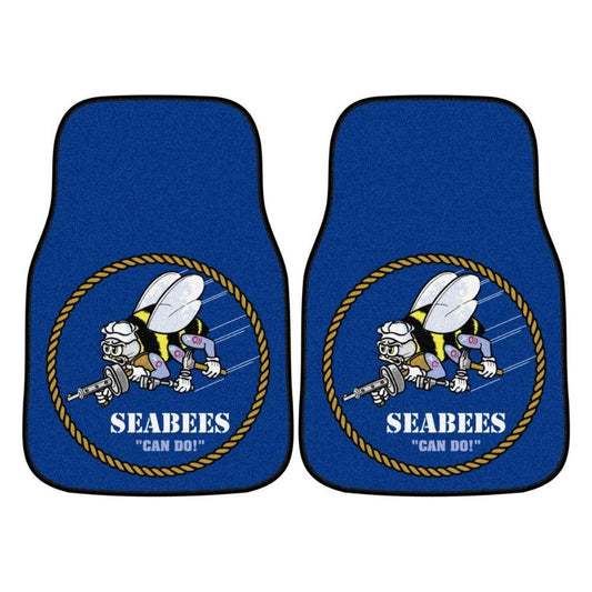 US Navy Seabees Carpet Car Mats - 2-pc Set - Military Republic