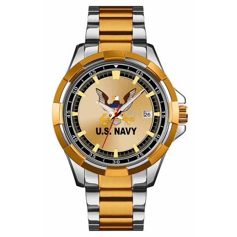 US Navy Two Tone stainless steel strap Watch - Military Republic