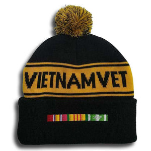 U.S VIETNAM VET Pom Pom Knit Cap-Military Republic