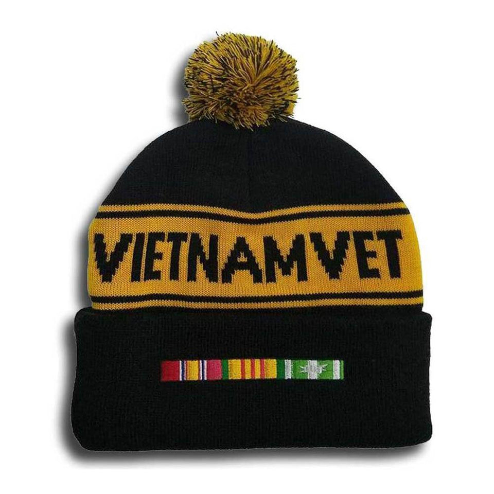 U.S VIETNAM VET Pom Pom Knit Cap-Military Republic