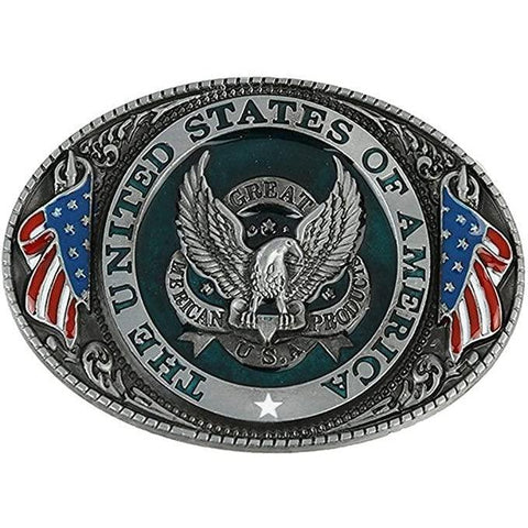 United States Eagle & Flag Zinc Alloy Belt Buckle - Military Republic