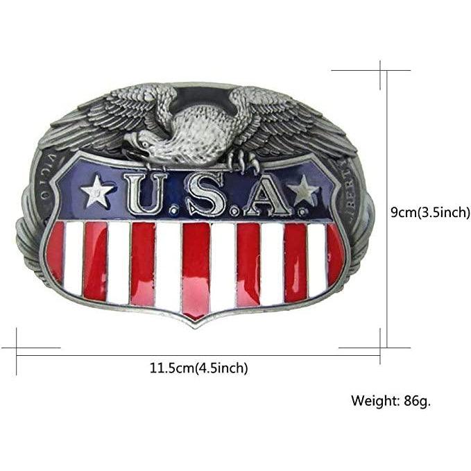 USA Flag, Eagle Shield Zinc Alloy Belt Buckle - Military Republic