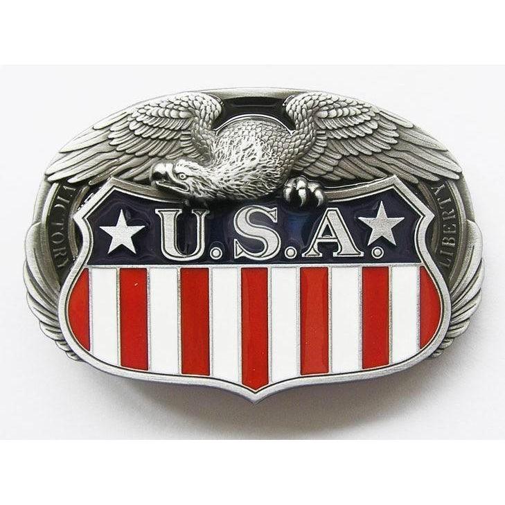 USA Flag, Eagle Shield Zinc Alloy Belt Buckle - Military Republic