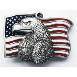 USA Flag Eagle Head Belt Buckle - Military Republic