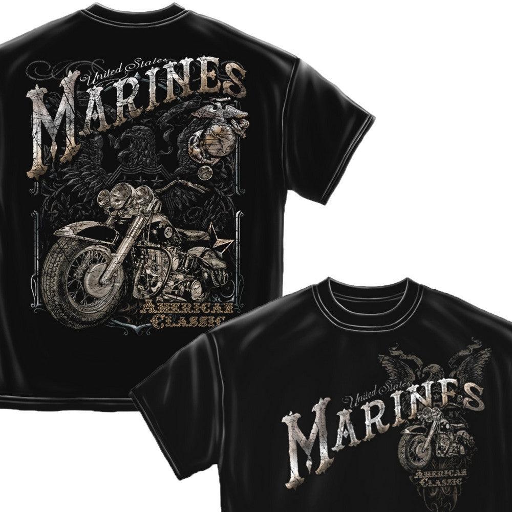 USMC American Classic Bike T-Shirt-Military Republic