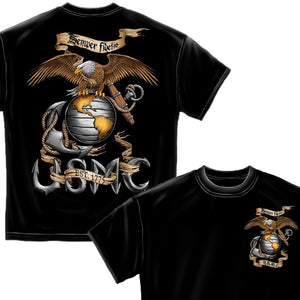 USMC Awesome Eagle Black T-Shirt-Military Republic