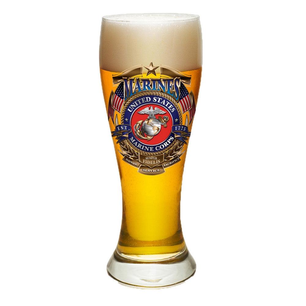 USMC Badge Of Honor Pilsner Glasses Set-Military Republic