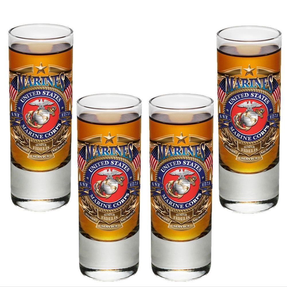 USMC Badge Of Honor Shot Glasses-Military Republic