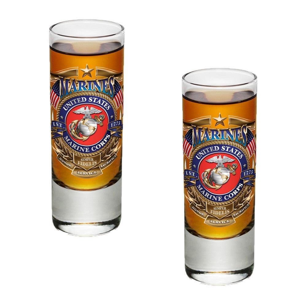 USMC Badge Of Honor Shot Glasses-Military Republic