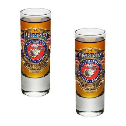 USMC Badge Of Honor Shot Glasses-Military Republic