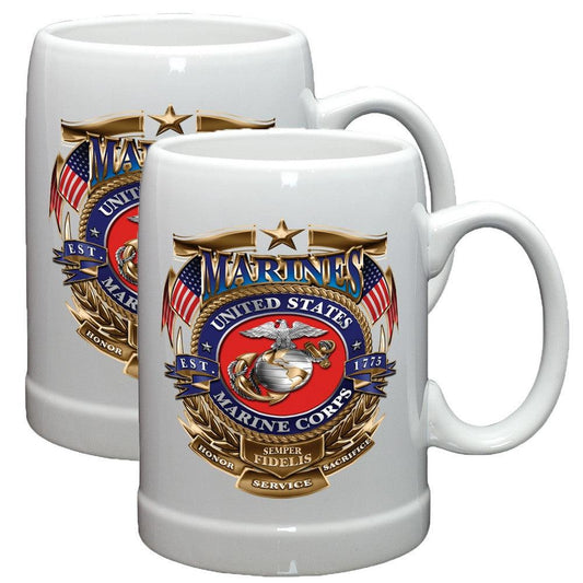 USMC Badge Stoneware Mug Set-Military Republic
