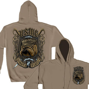 USMC Bull Dog Crossed Swords Hoodie-Military Republic