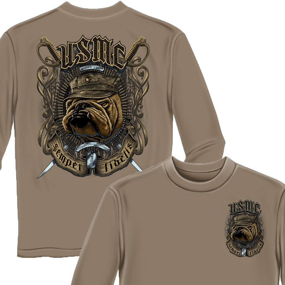 USMC Bull Dog Crossed Swords T-Shirt-Military Republic