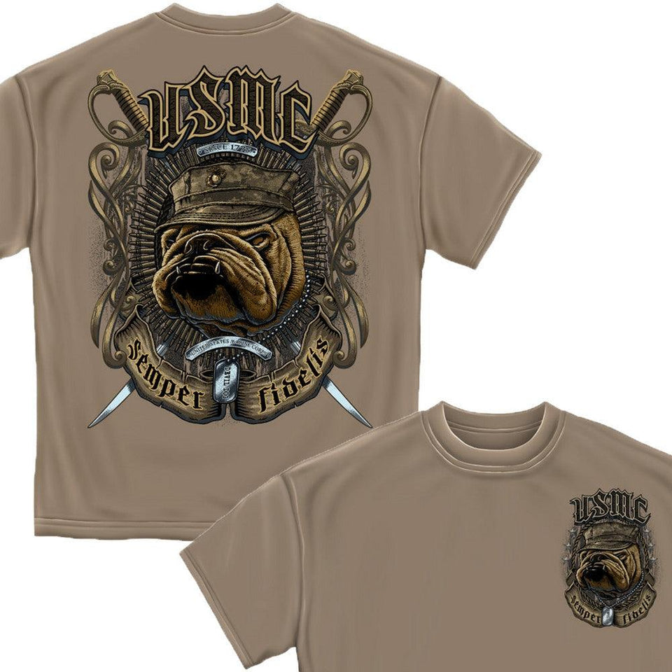 USMC Bull Dog Crossed Swords T-Shirt-Military Republic