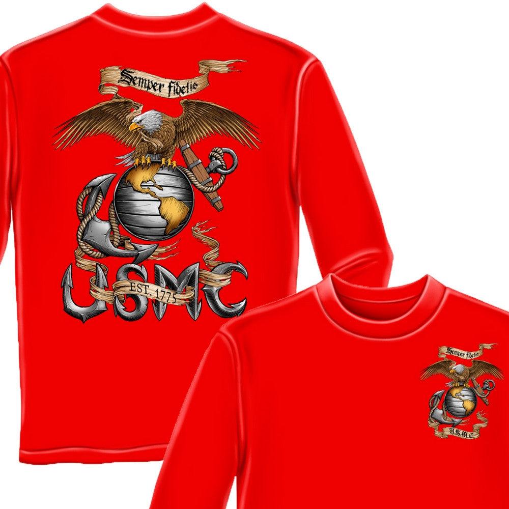 USMC Eagle Red Long Sleeve Shirt-Military Republic