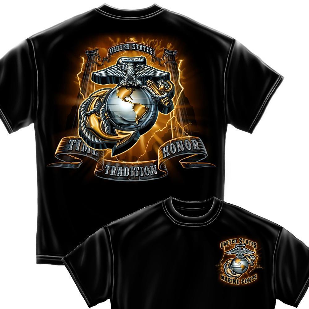 USMC Gold Lightning Time Honor T-Shirt - Military Republic