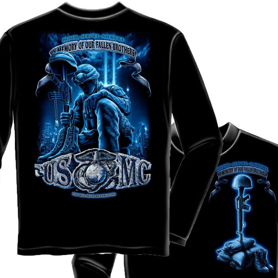 USMC In Memory Of Our Fallen Brothers Long Sleeve Shirt-Military Republic
