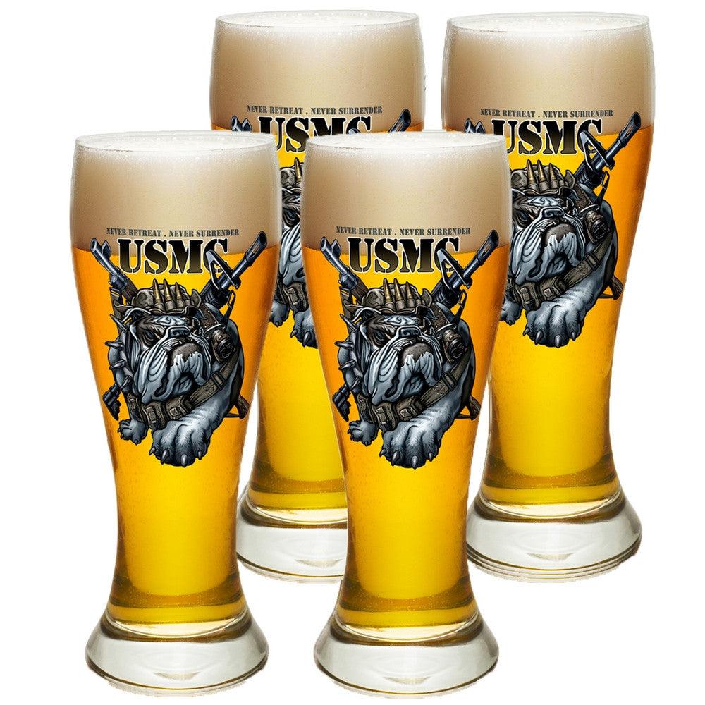 USMC Never Retreat Pilsner Glasses Set-Military Republic