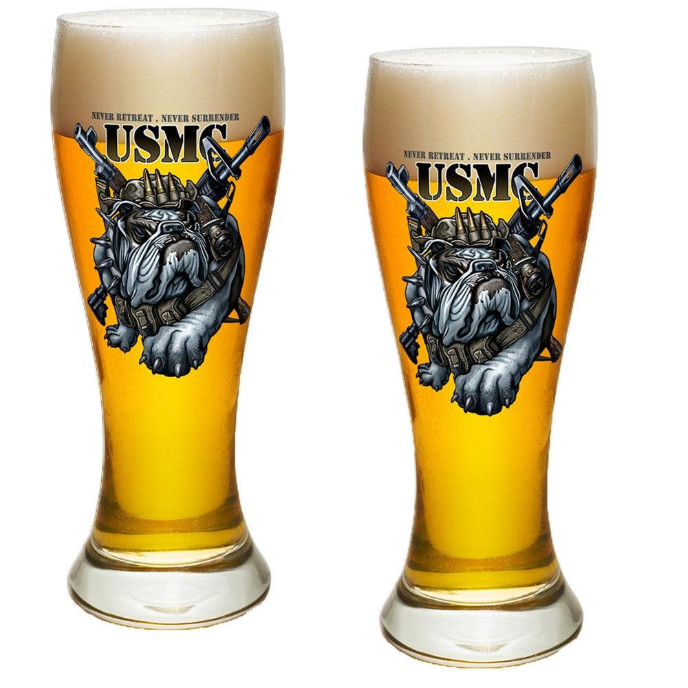 USMC Never Retreat Pilsner Glasses Set-Military Republic