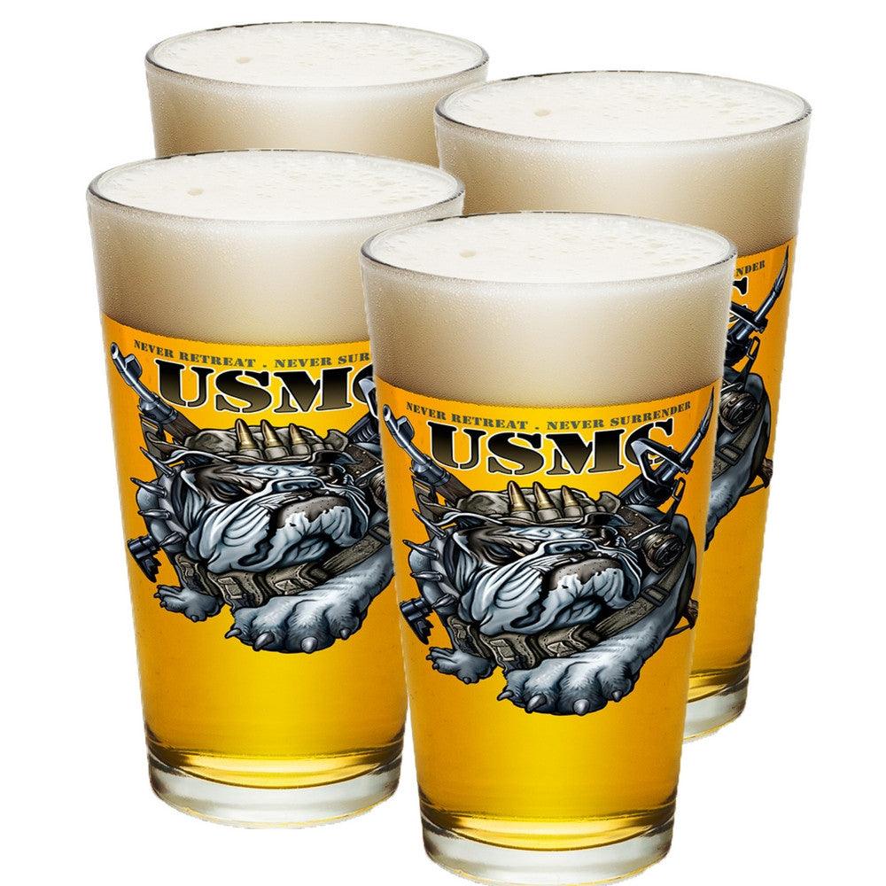 USMC Never Retreat Pint Glasses-Military Republic