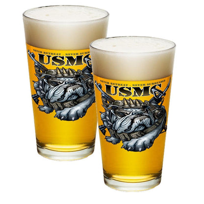 USMC Never Retreat Pint Glasses-Military Republic