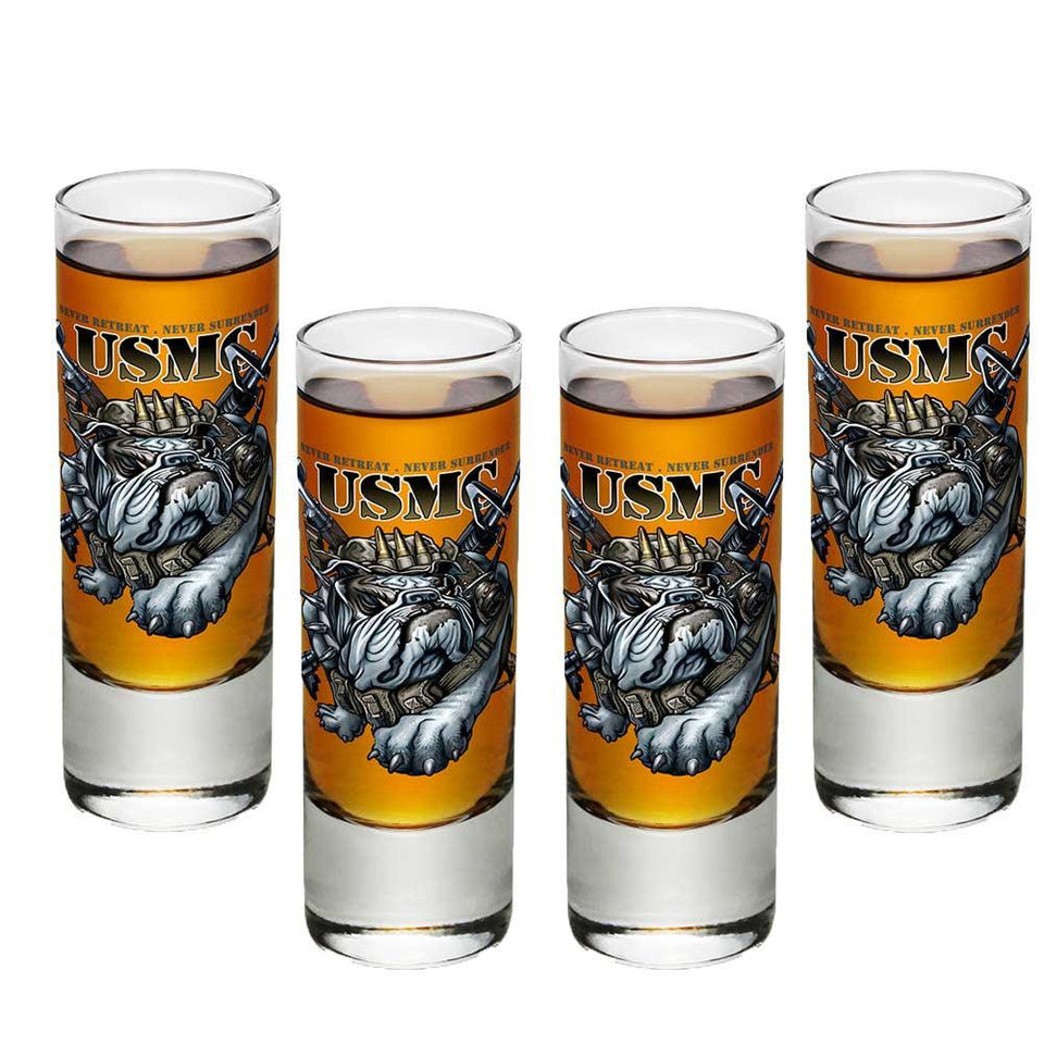 USMC Never Retreat Shot Glasses-Military Republic