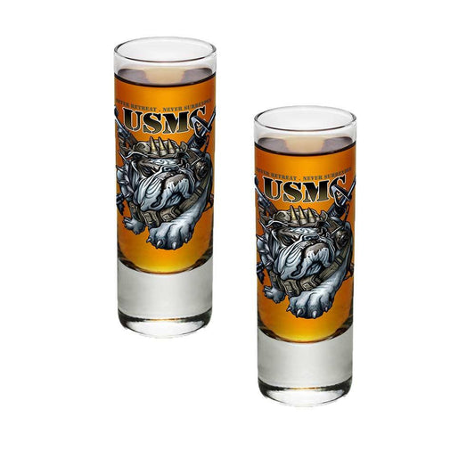 USMC Never Retreat Shot Glasses-Military Republic