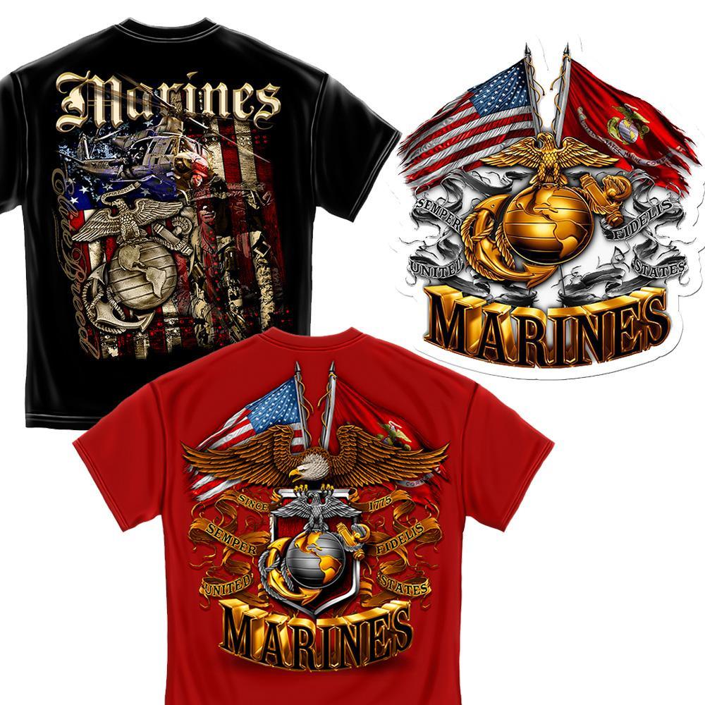 USMC Patriotic T-shirt Duo plus Decal Pack – Military Republic