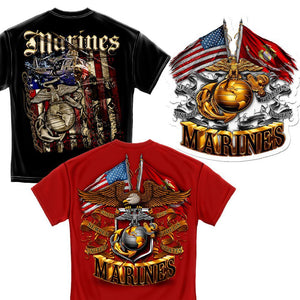 USMC Patriotic T-shirt Duo plus Decal Pack - Military Republic