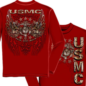 USMC Pride Duty Honor Long Sleeve Shirt-Military Republic