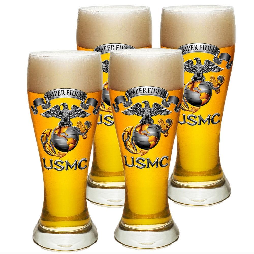 USMC Semper Fidelis Eagle Pilsner Glasses Set-Military Republic