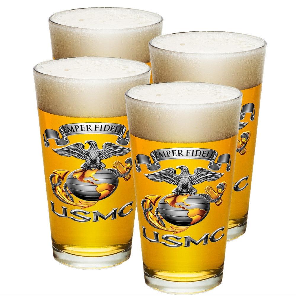 USMC Semper Fidelis Eagle Pint Glasses-Military Republic