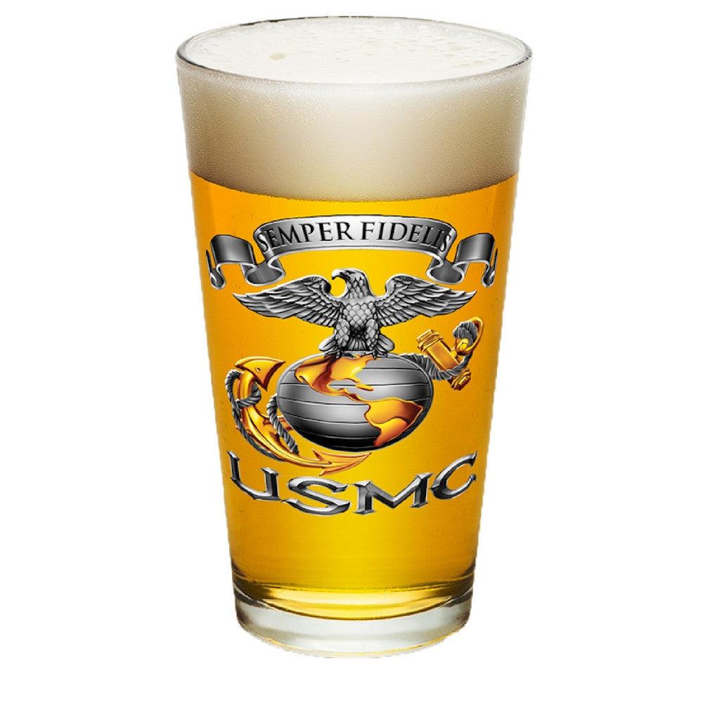 USMC Semper Fidelis Eagle Pint Glasses-Military Republic