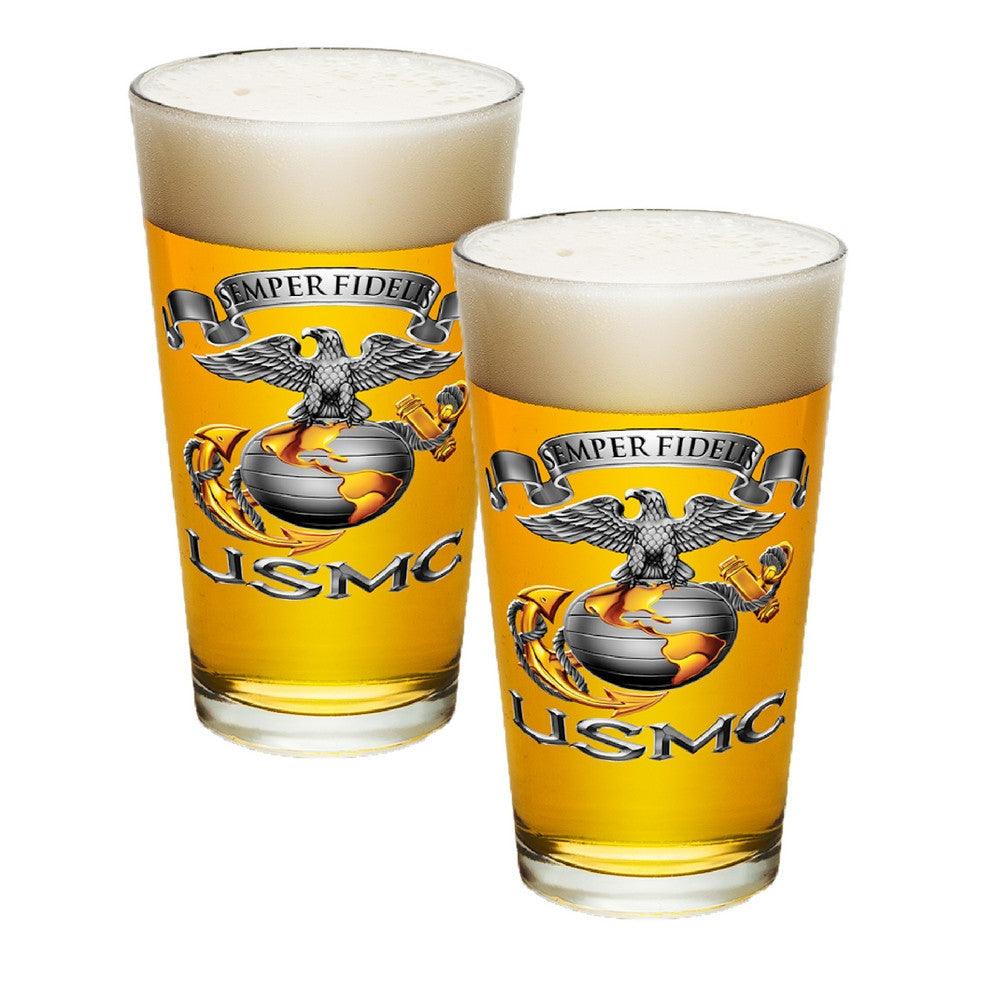 USMC Semper Fidelis Eagle Pint Glasses-Military Republic