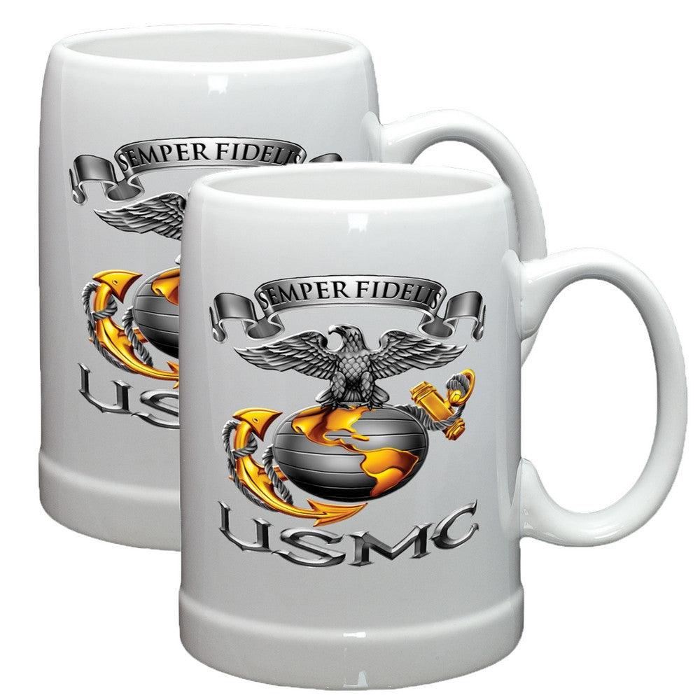 USMC Semper Fidelis Eagle Stoneware Mug Set-Military Republic