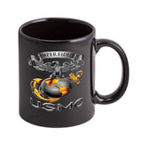 USMC Semper Fidelis EGA Logo Stoneware Mug Set- Black - Military Republic