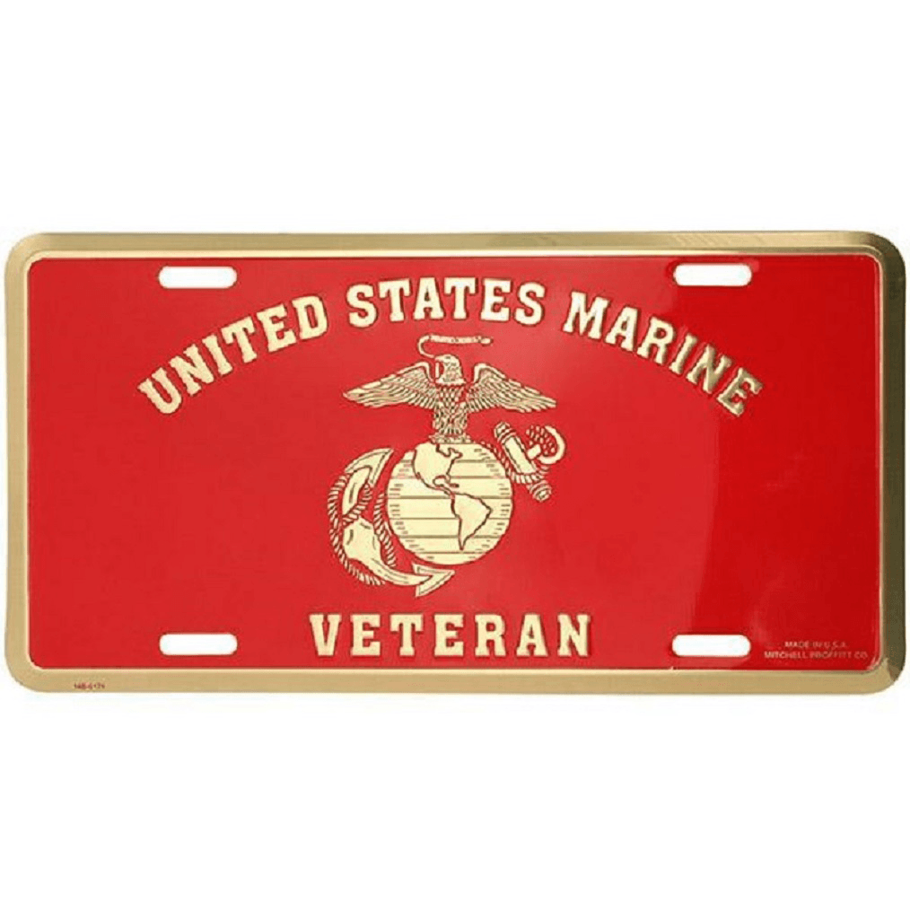 USMC Veteran with Eagle Globe and Anchor License Plate - Military Republic