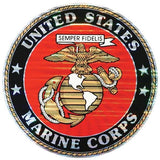 USMC with Eagle Globe and Anchor Logo Large Round 12" Chrome Decal - Military Republic