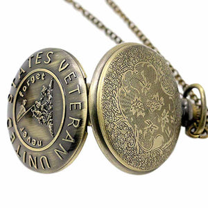Veteran Memorial IWO-JIMA Mini Pendant Pocket Quartz Watch with chain - Military Republic