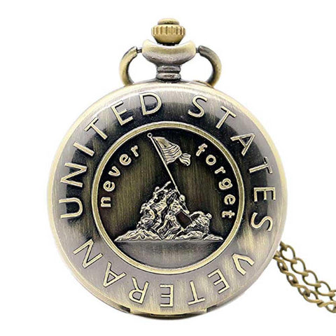 Veteran Memorial IWO-JIMA Mini Pendant Pocket Quartz Watch with chain - Military Republic