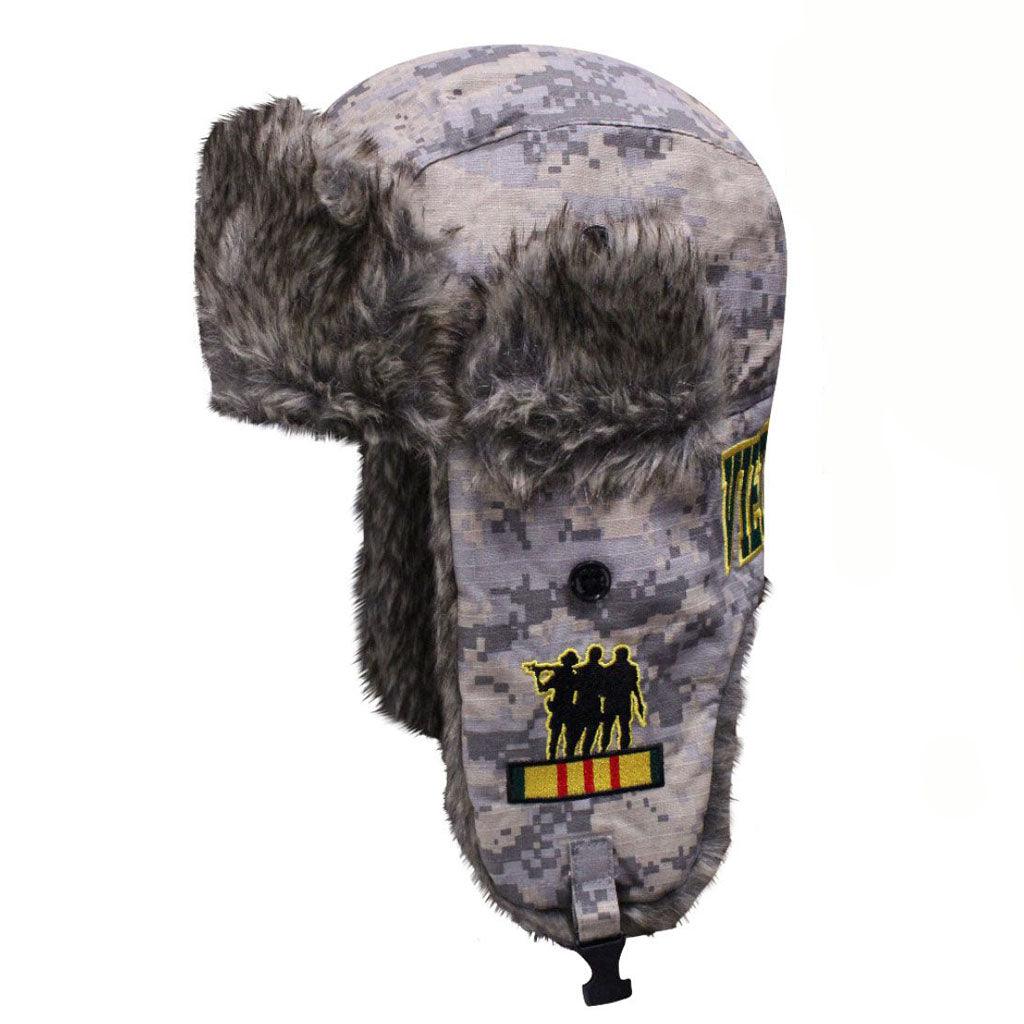 Dakota Dan Vietnam Veteran Camo Faux Rabbit Fur Aviator Cap – Military ...