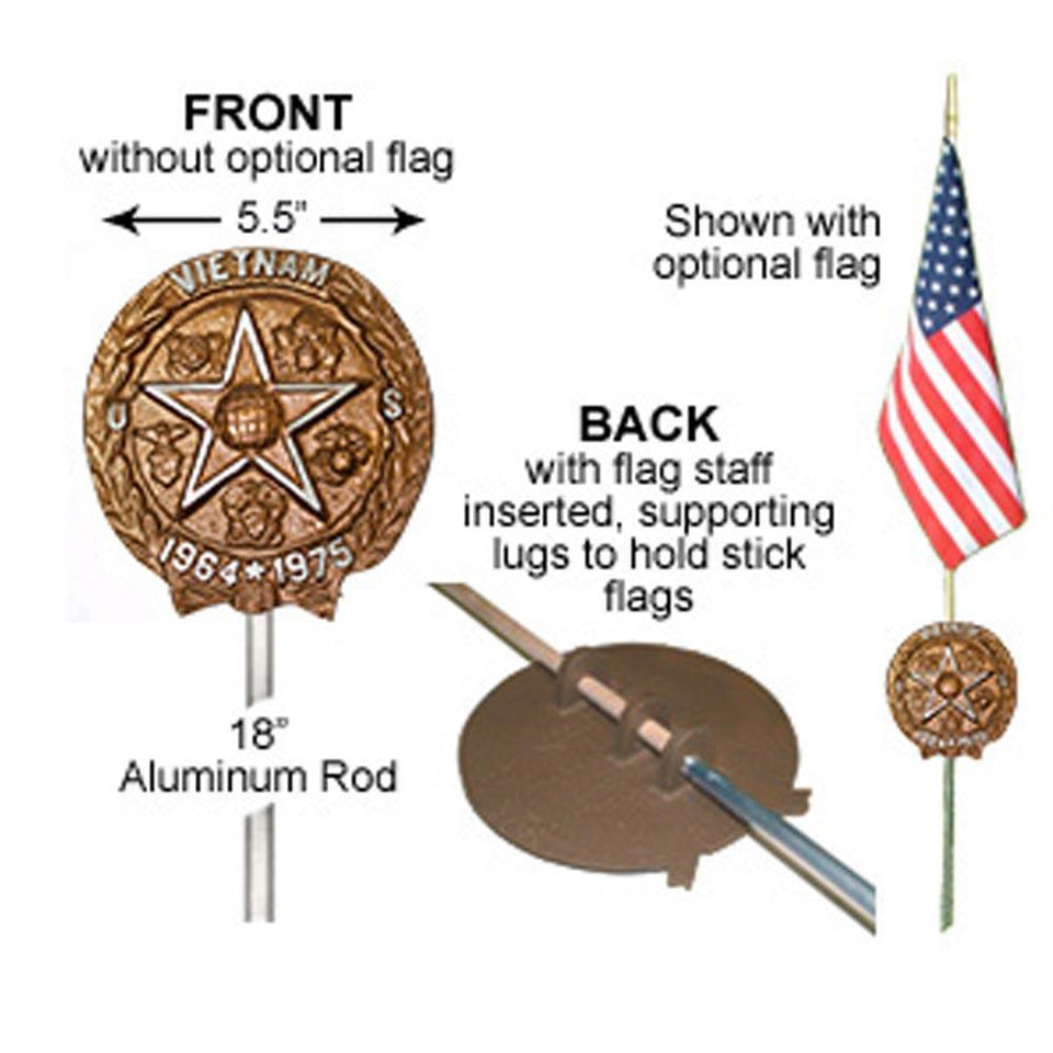 Vietnam War Memorial Aluminum Markers for Flags - Military Republic
