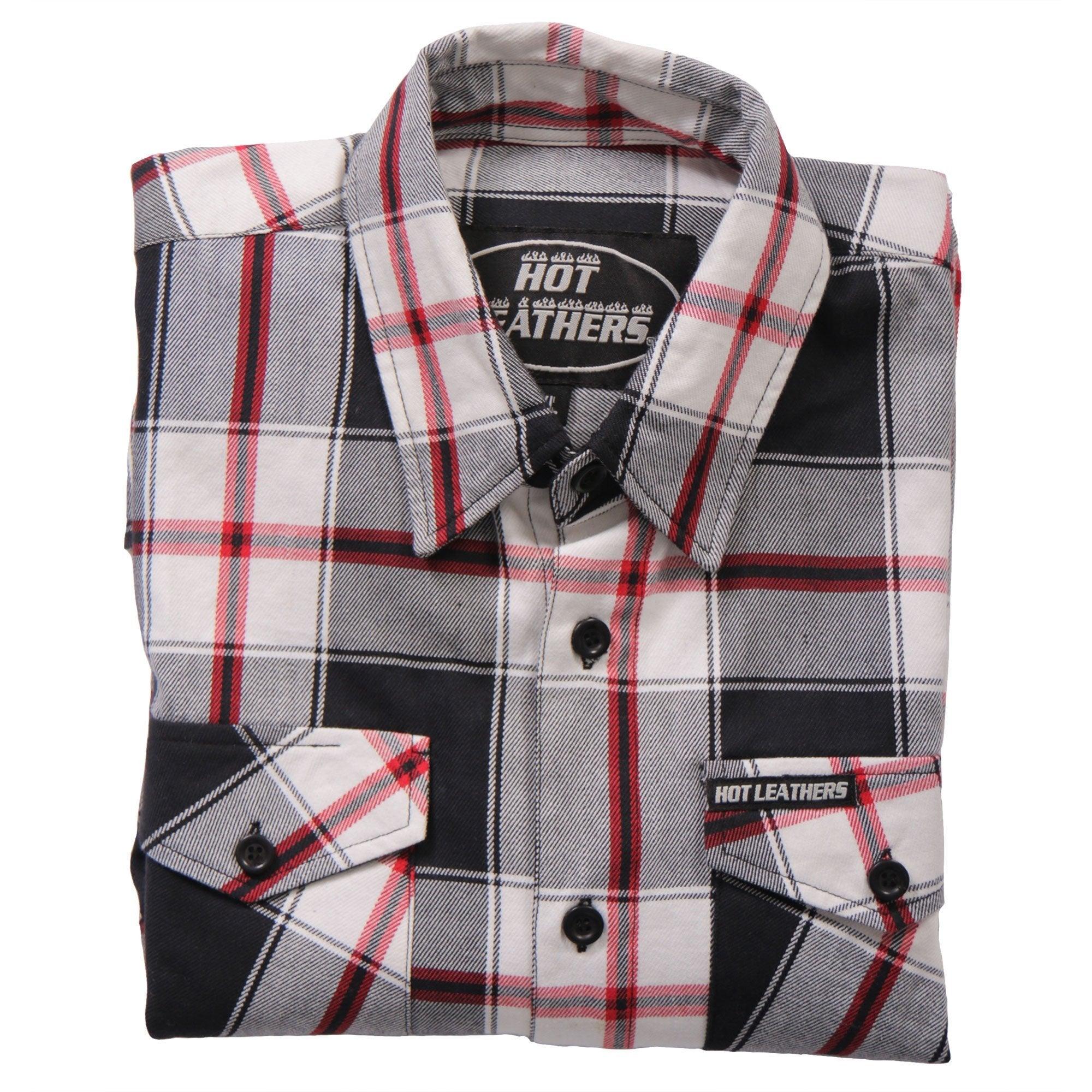 Black White And Red Long Sleeve Biker Flannel for deals Men